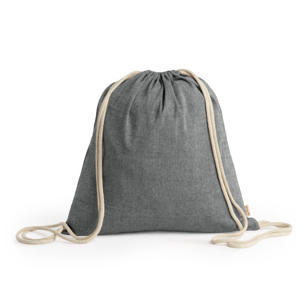 Stamina BRESCIA Recycled cotton drawstring bag in black - promotional merchandise printed with your company logo