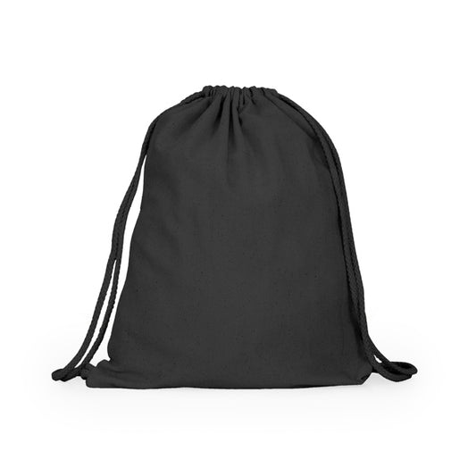Stamina ADARE Cotton drawstring bag in black - promotional merchandise printed with your company logo
