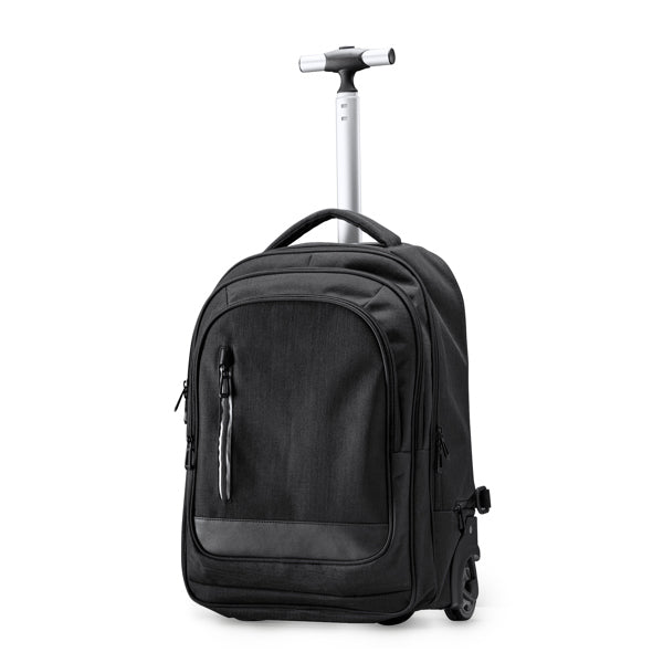Stamina GARNES 300D heathered polyester backpack in black - promotional merchandise printed with your company logo