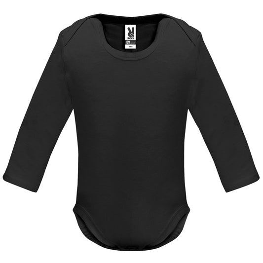 ROLY HONEY L/S Baby baby bodysuit in black - promotional clothing printed with your company logo