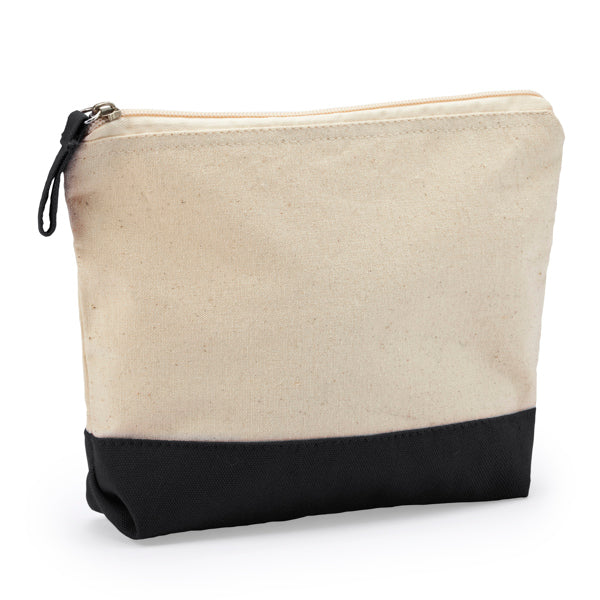 Stamina DOEL Multipurpose gsm cotton toilet tote bag in beige/black - promotional merchandise printed with your company logo