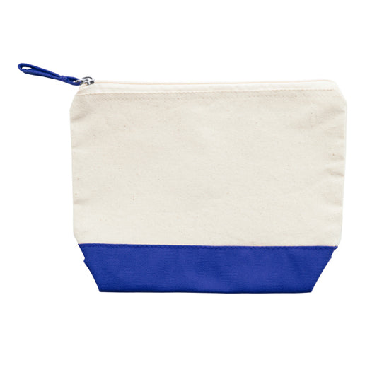 Stamina DOEL Multipurpose gsm cotton toilet tote bag in beige/royal blue - promotional merchandise printed with your company