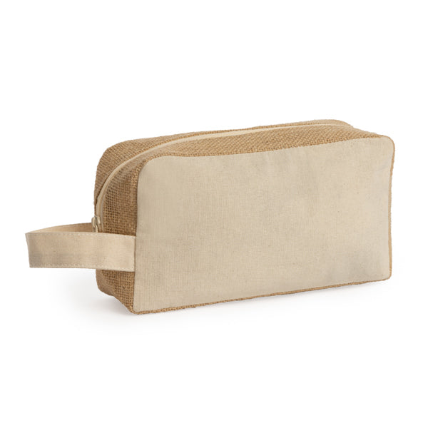 Stamina SIENA Cotton and jute toiletry bag in beige - promotional merchandise printed with your company logo