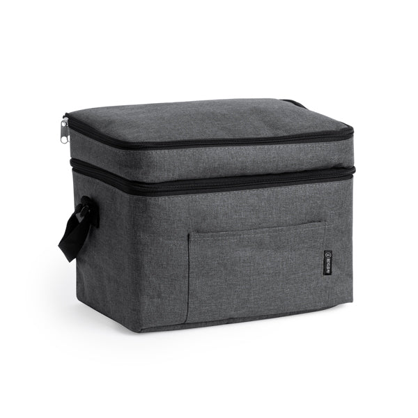 Stamina MARLOX Recycled RPET polyester cooler bag in heather black - promotional merchandise printed with your company logo