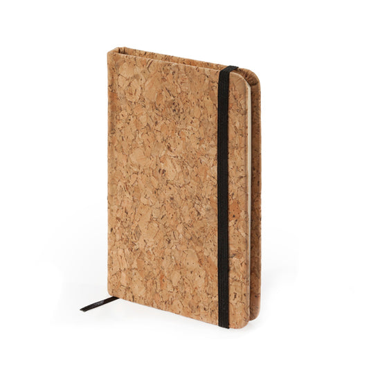 Stamina CALES Natural cork notebook A6 in black - promotional merchandise printed with your company logo