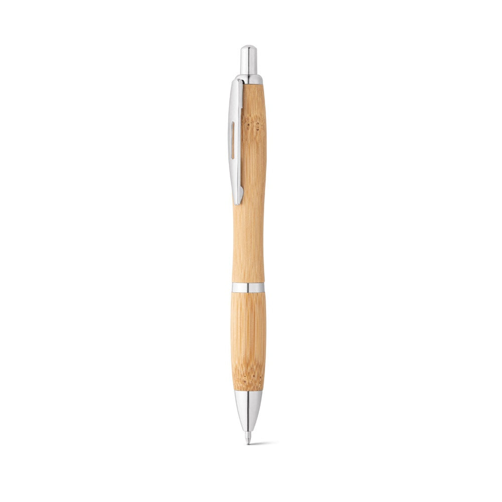 NICOLE promotional pen in natural (detail view) with custom logo branding