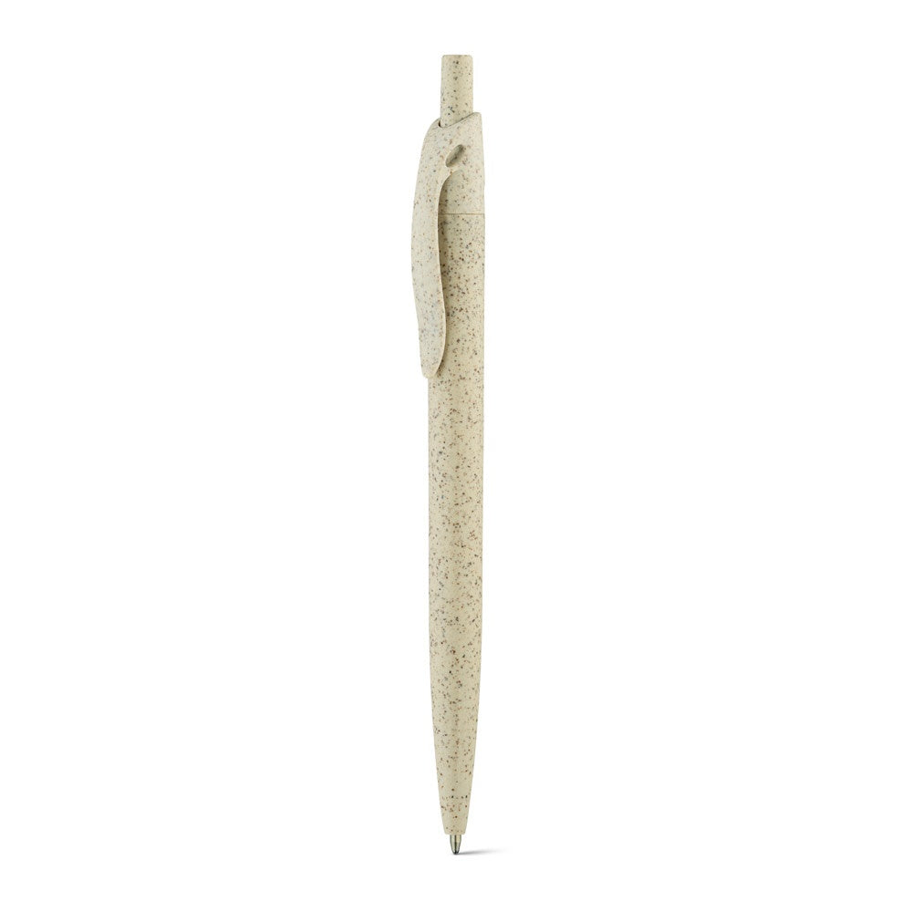 CAMILA promotional pen in light natural (detail view) with custom logo branding