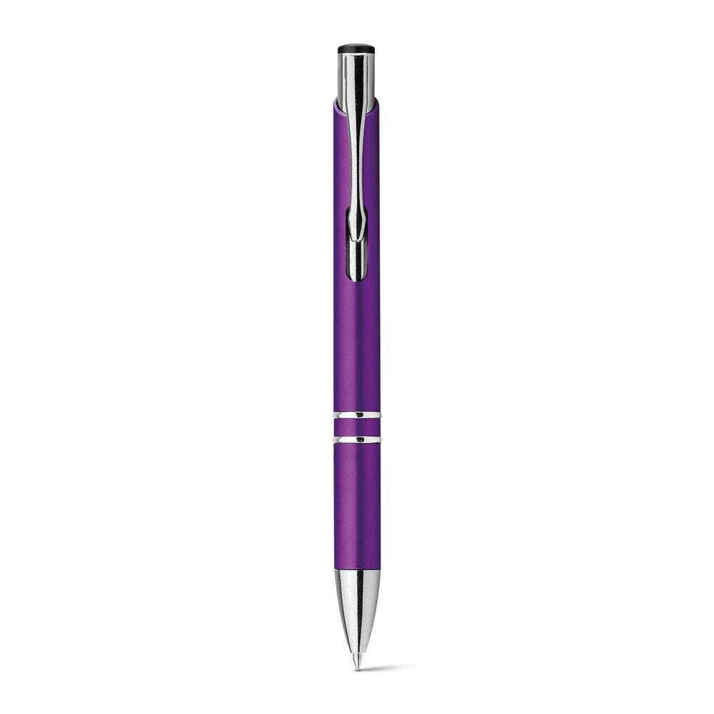 BETA PLASTIC promotional pen in purple (detail view) with custom logo branding