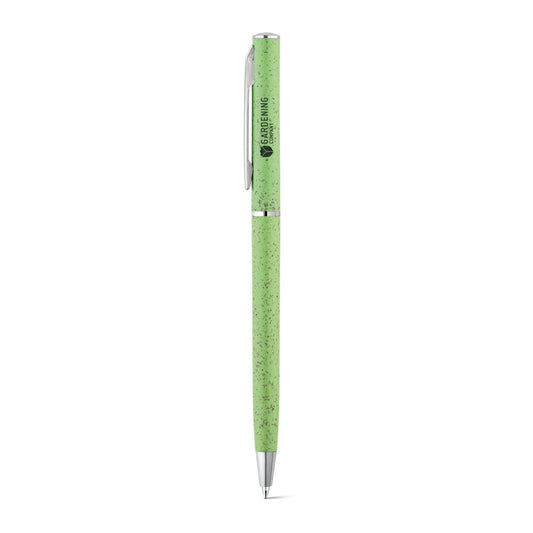DEVIN promotional pen in light green with custom logo branding