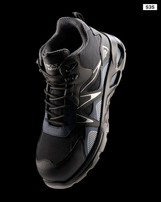 ROLY WRK GISKAN Unisex work boots in black/navy blue - promotional clothing printed with your company logo