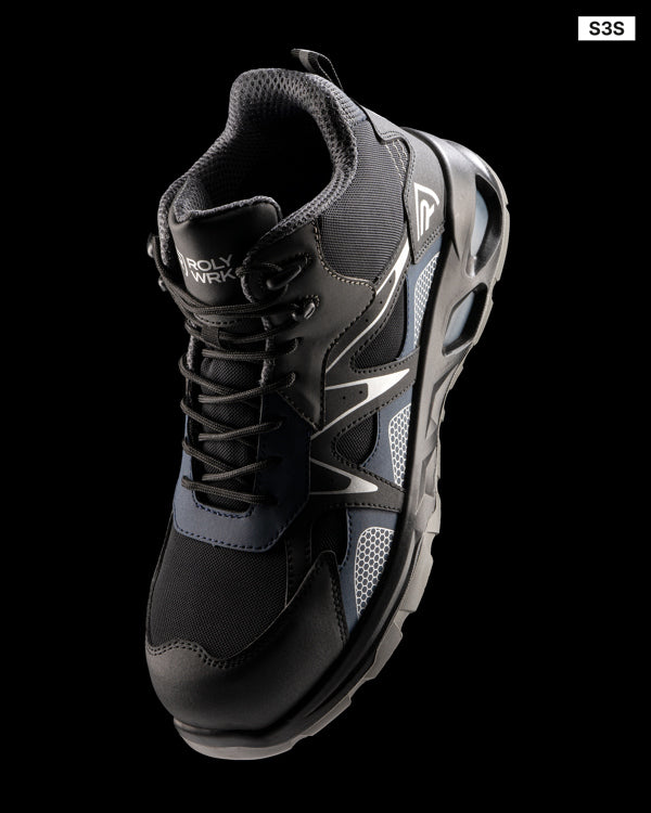 ROLY WRK GISKAN Unisex work boots in black/navy blue - promotional clothing printed with your company logo