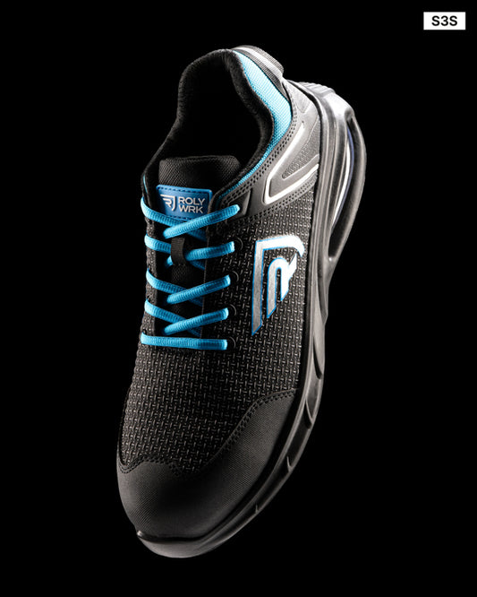 ROLY WRK NOBOA Unisex work shoes in black/royal blue - promotional clothing printed with your company logo