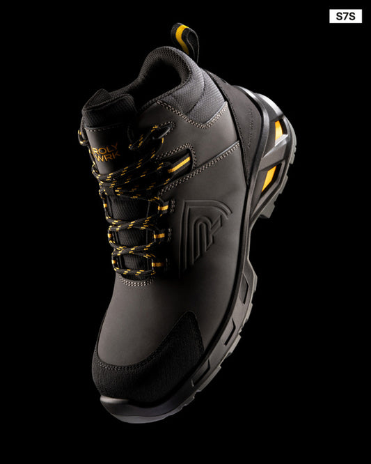 ROLY WRK LUA Unisex work boots in plomo/amarillo wrk - promotional clothing printed with your company logo