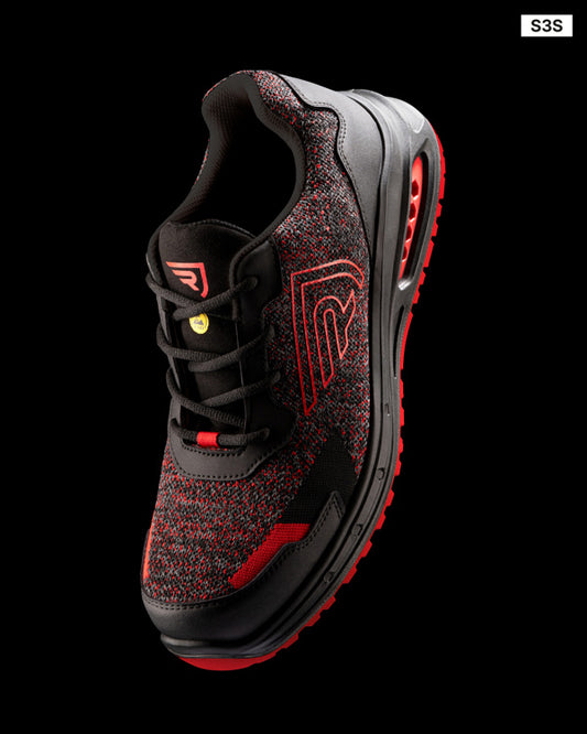 ROLY WRK GARNET Unisex work shoes in negro/rojo melange/rojo laboral - promotional clothing printed with your company logo