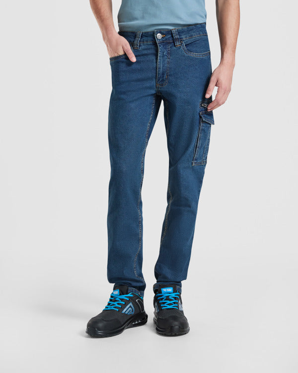 ROLY WRK RAPTOR Unisex trousers in blue jeans - promotional clothing printed with your company logo