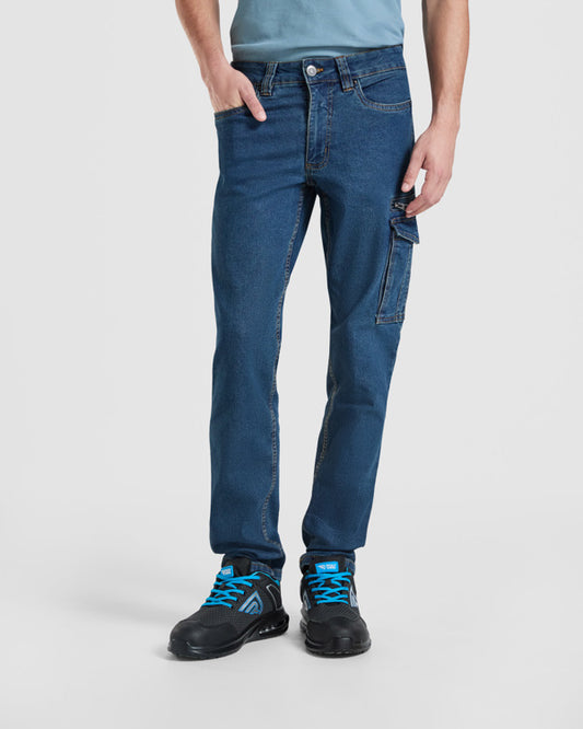 ROLY WRK RAPTOR Unisex trousers in blue jeans - promotional clothing printed with your company logo