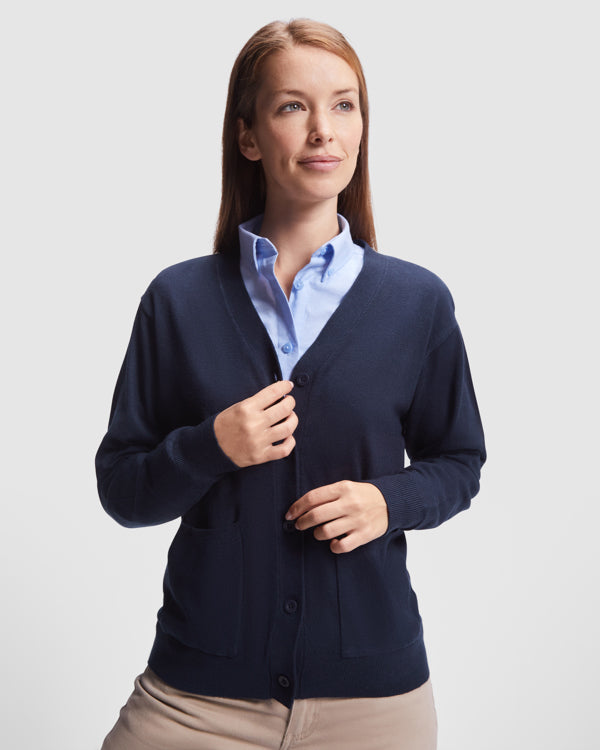 ROLY WRK EXPLORER WOMAN Women's cardigan in navy blue - promotional clothing printed with your company logo