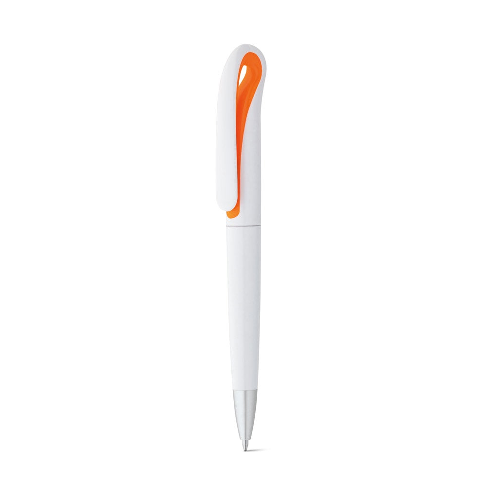 TOUCAN promotional pen in orange (detail view) with custom logo branding