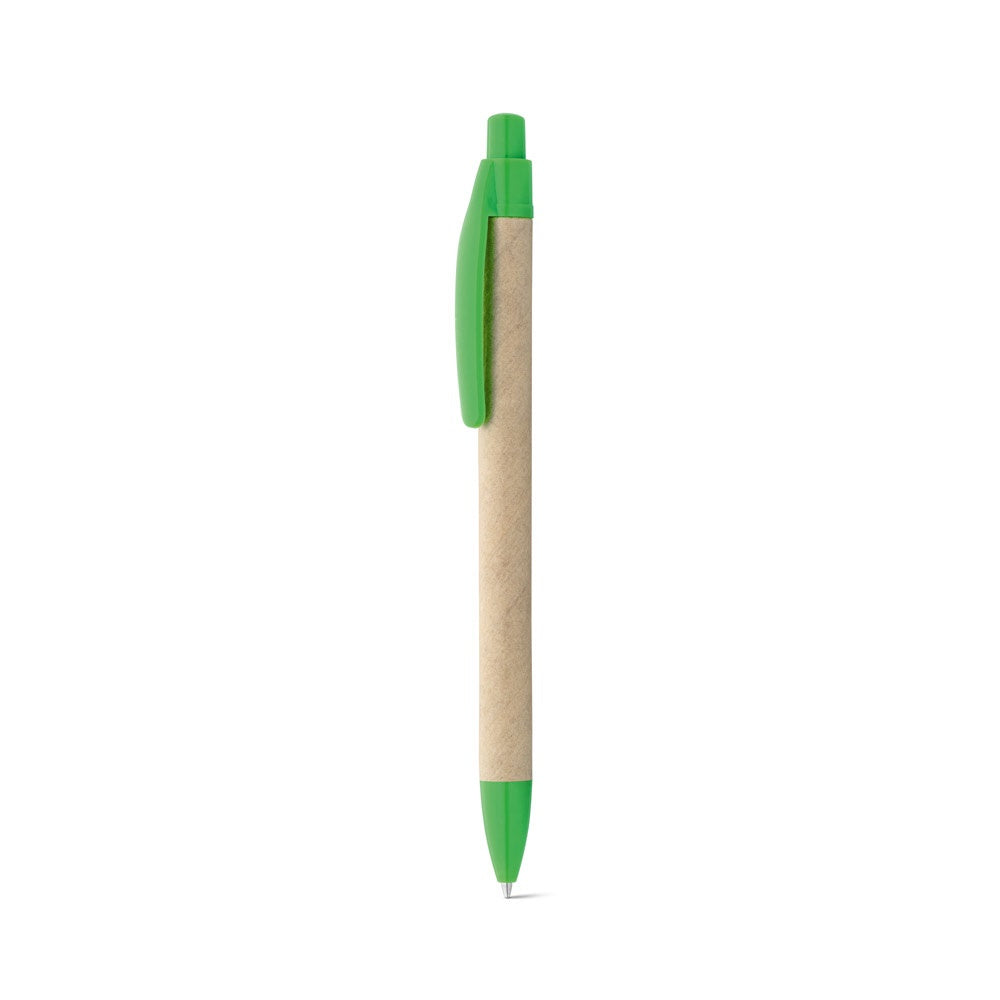 REMI promotional pen in green (detail view) with custom logo branding
