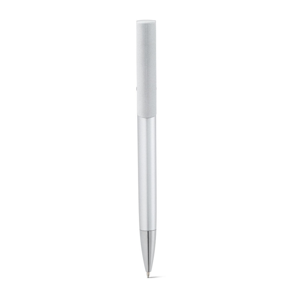 TECNA promotional pen in satin silver (detail view) with custom logo branding