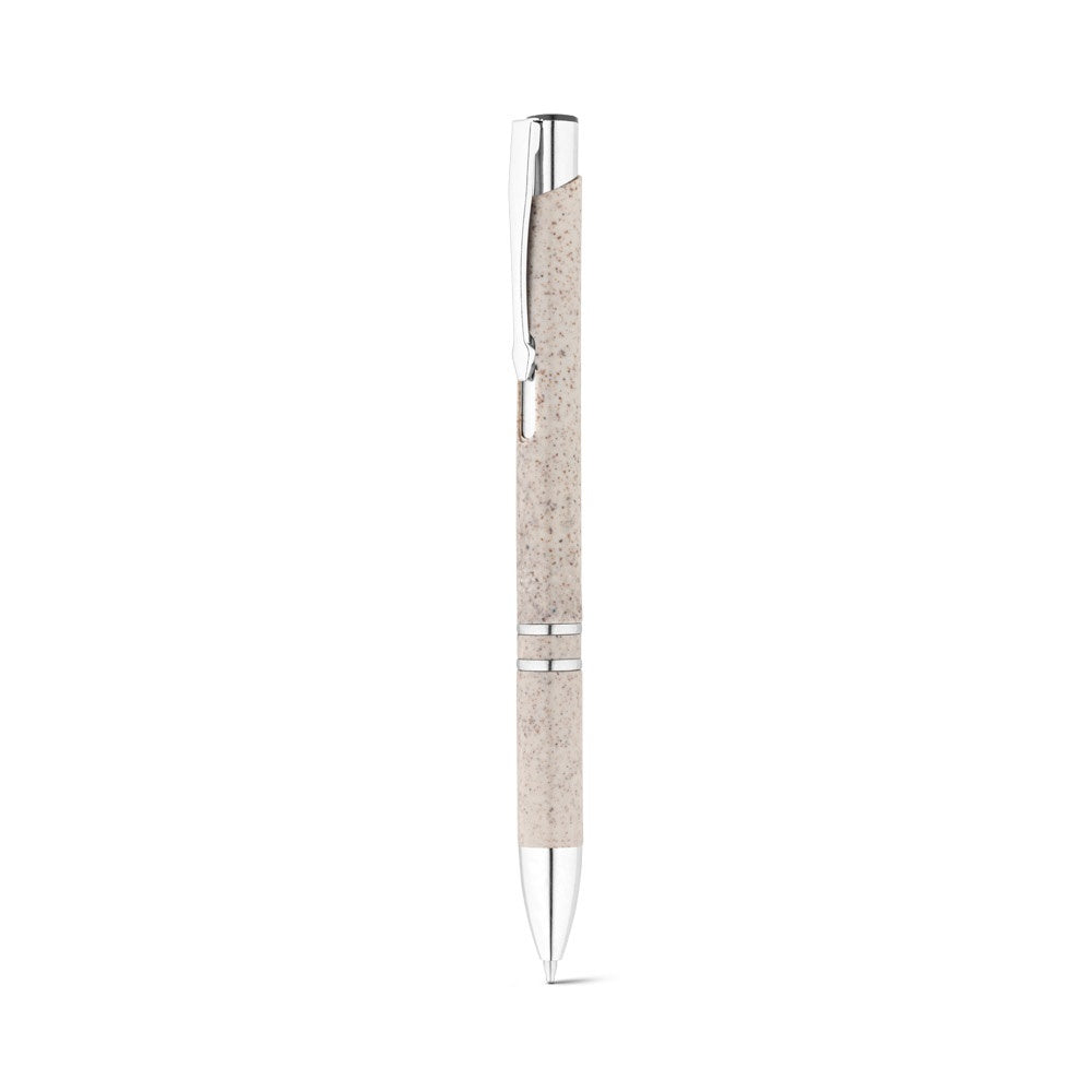 BETA WHEAT promotional pen in light natural (detail view) with custom logo branding