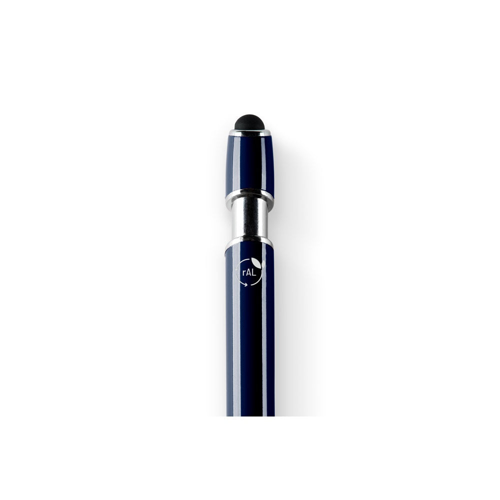 NEIL promotional pen in navy blue (detail view) with custom logo branding