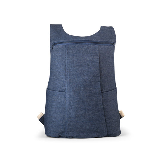 DENIM BPACK promotional backpack in blue (detail view) with custom logo branding