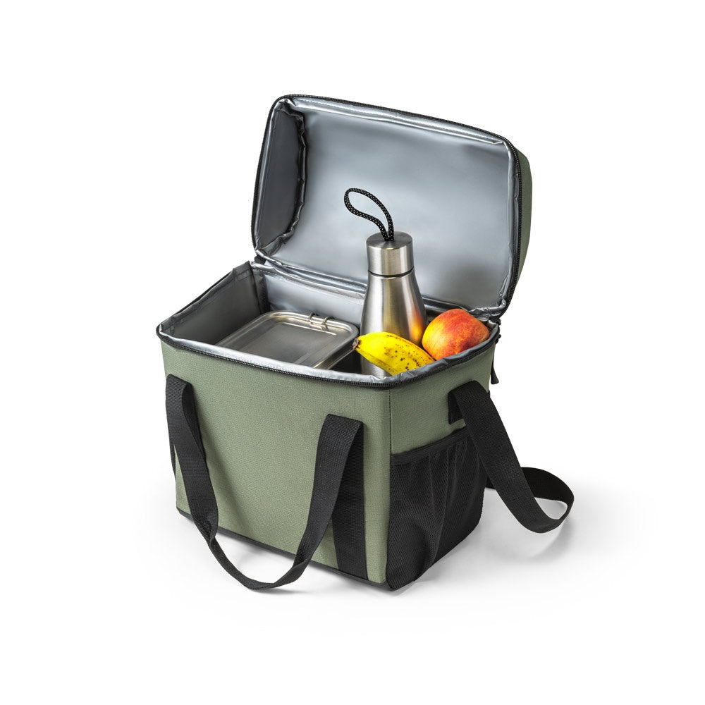 ROMA M promotional cooler bag in dark green with custom logo branding