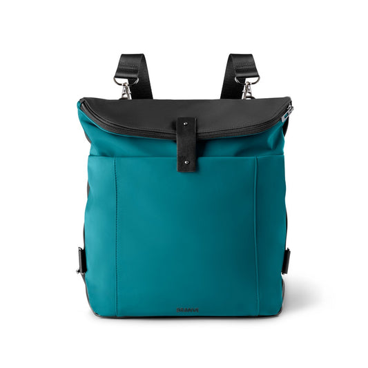 ROVER BACKPACK II promotional backpack in petrol blue (detail view) with custom logo branding