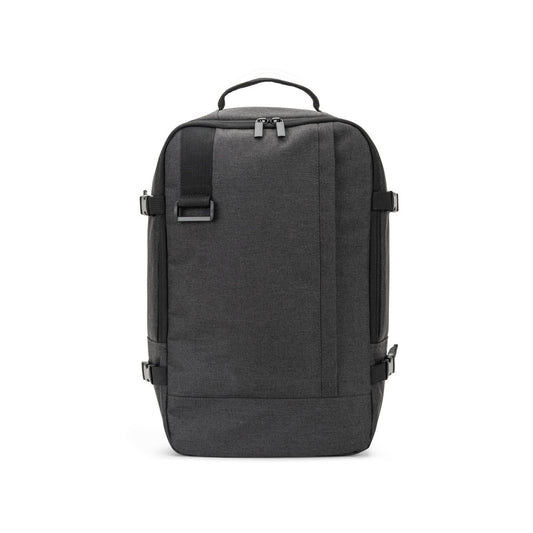 CIES promotional laptop bag in dark grey (detail view) with custom logo branding