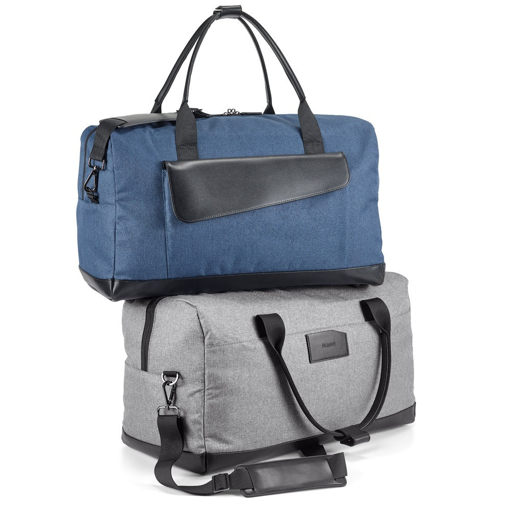 Motion Bag promotional travel bag in blue (detail view) with custom logo branding