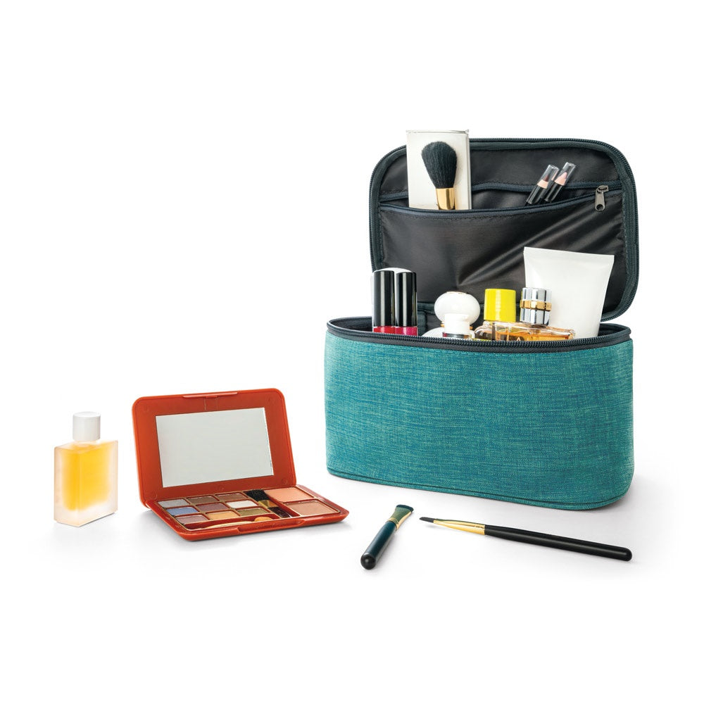 ELIZA promotional personal care item in turquoise blue (detail view) with custom logo branding