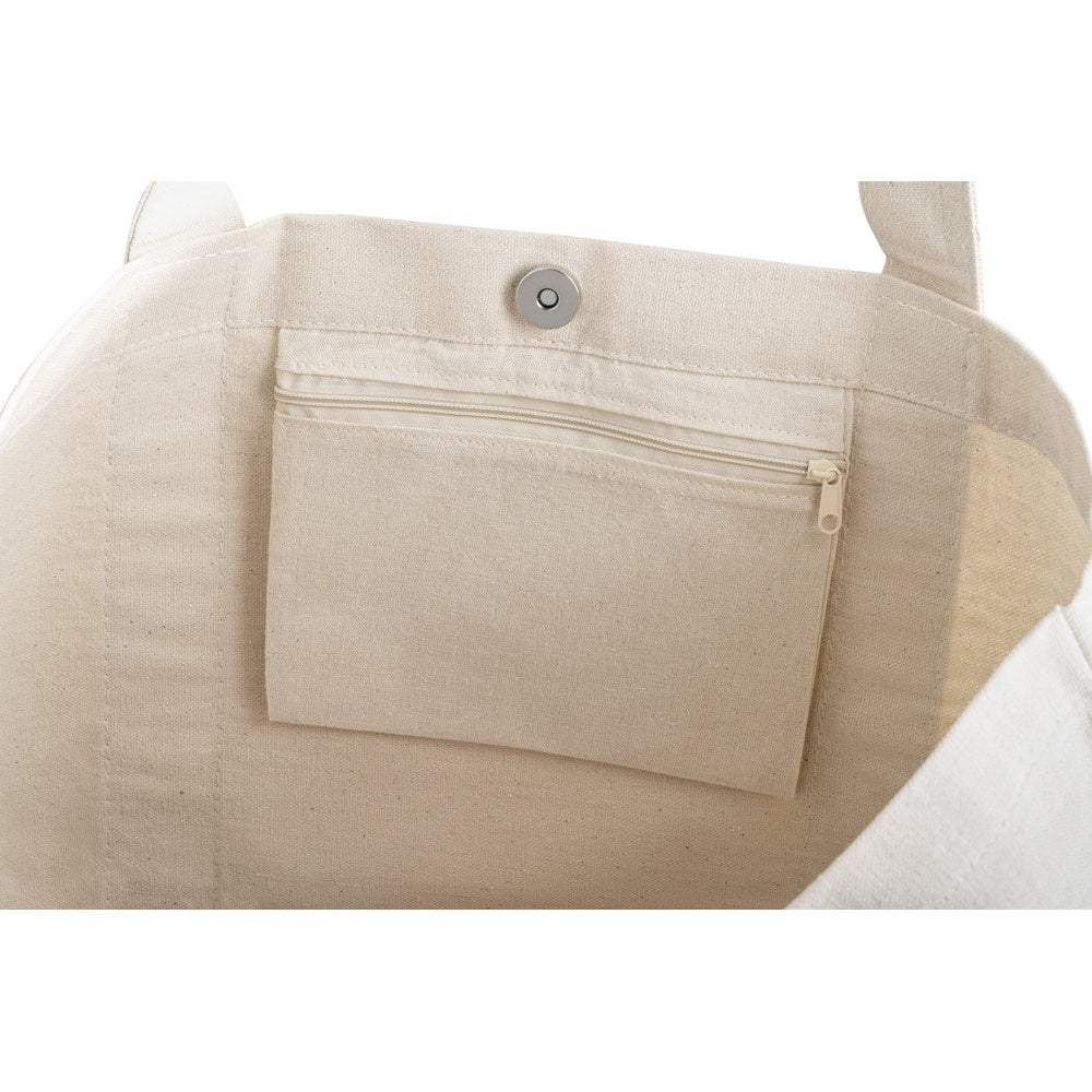VILLE promotional tote bag in light natural (detail view) with custom logo branding