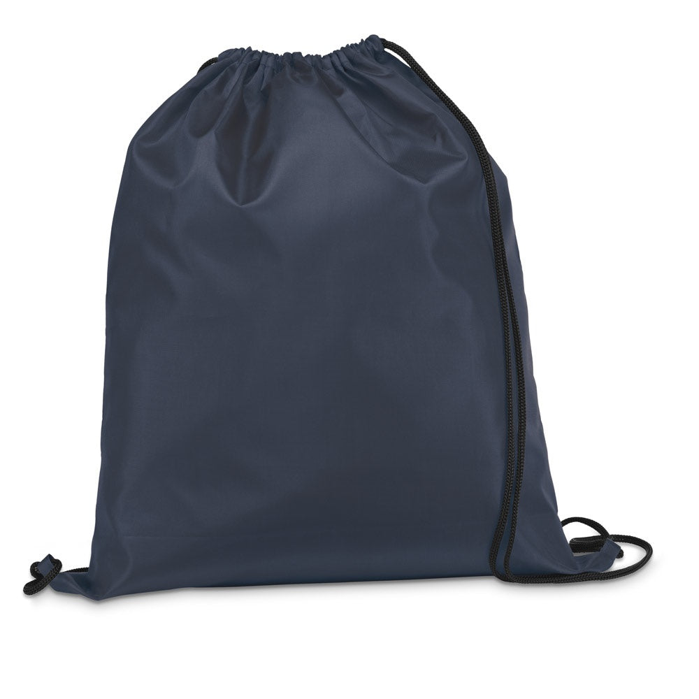 CARNABY promotional drawstring bag in navy blue with custom logo branding