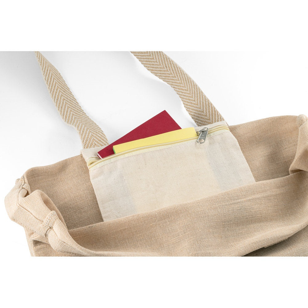 PADOVA promotional tote bag in natural (detail view) with custom logo branding