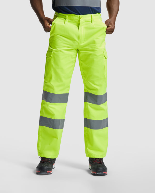 ROLY WRK ALFA Men's high-visibility trousers in fluor yellow - promotional clothing printed with your company logo