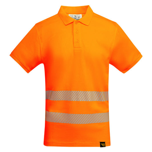 ROLY WRK ATRIO Men's high-visibility polo shirt in fluor orange - promotional clothing printed with your company logo