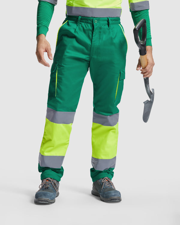 ROLY WRK ENIX Men's high-visibility trousers in lead/fluor yellow - promotional clothing printed with your company logo
