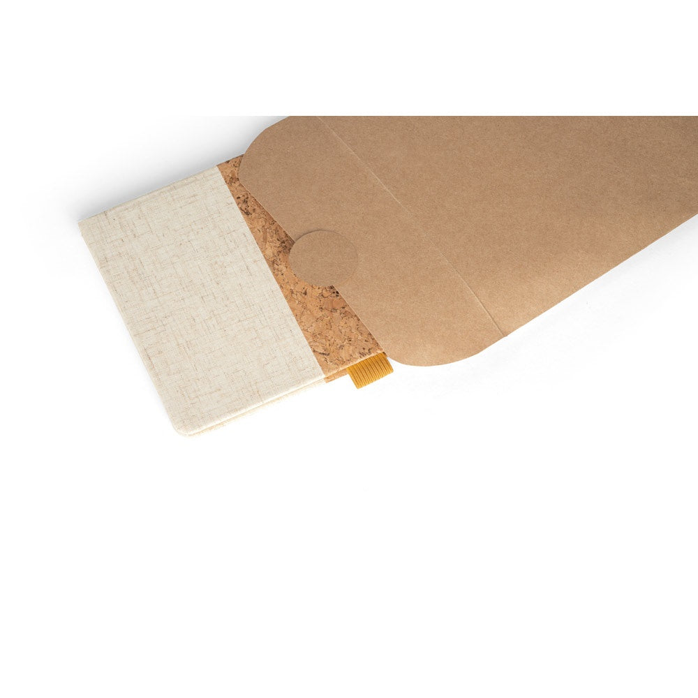 KLEE promotional notebook in light natural (detail view) with custom logo branding