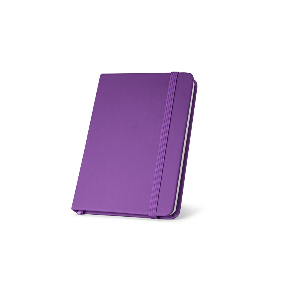 MEYER promotional notebook in purple with custom logo branding