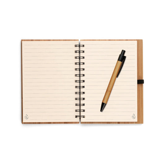 DICKENS A5 promotional notebook in natural (detail view) with custom logo branding