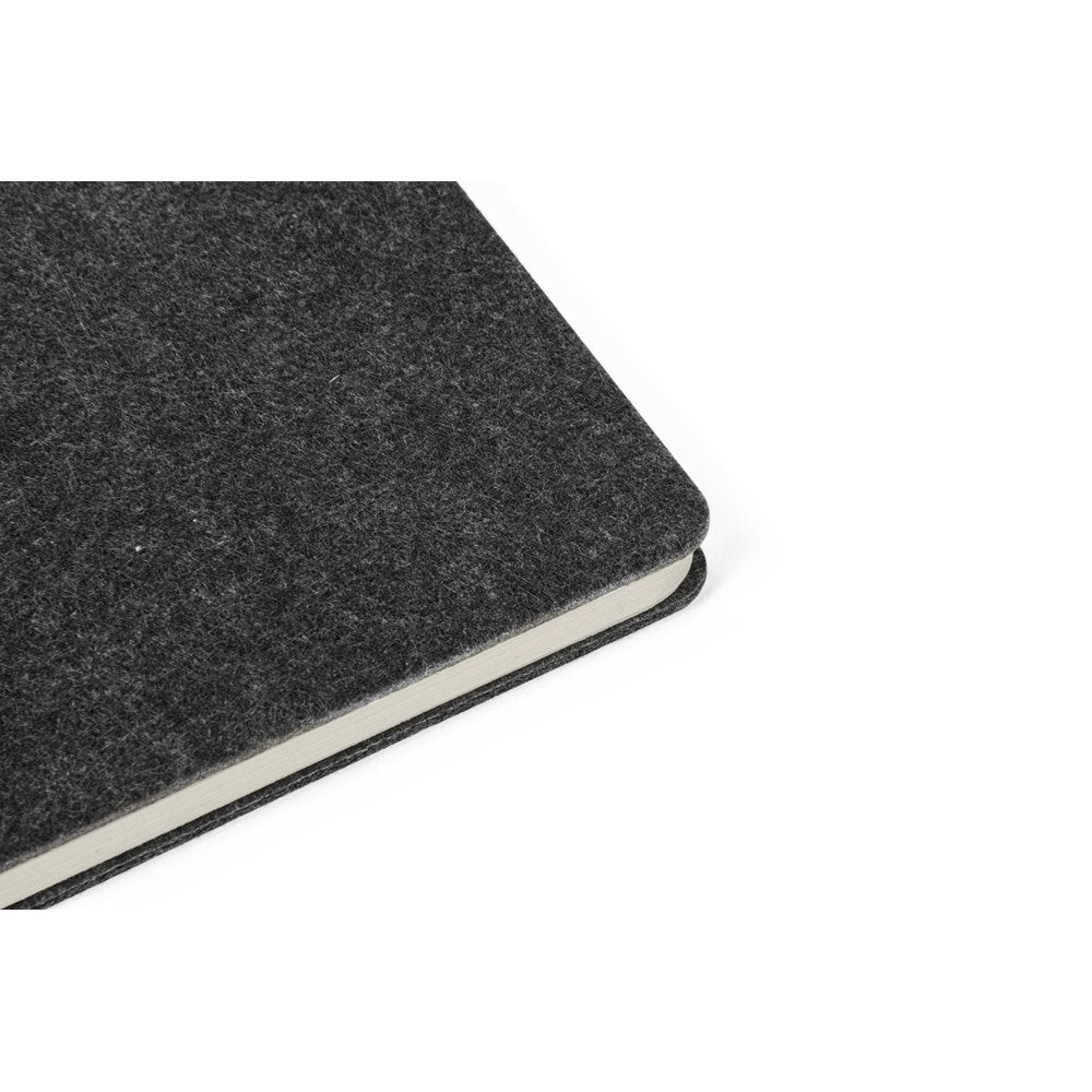 MISHIMA promotional notebook in dark grey (detail view) with custom logo branding