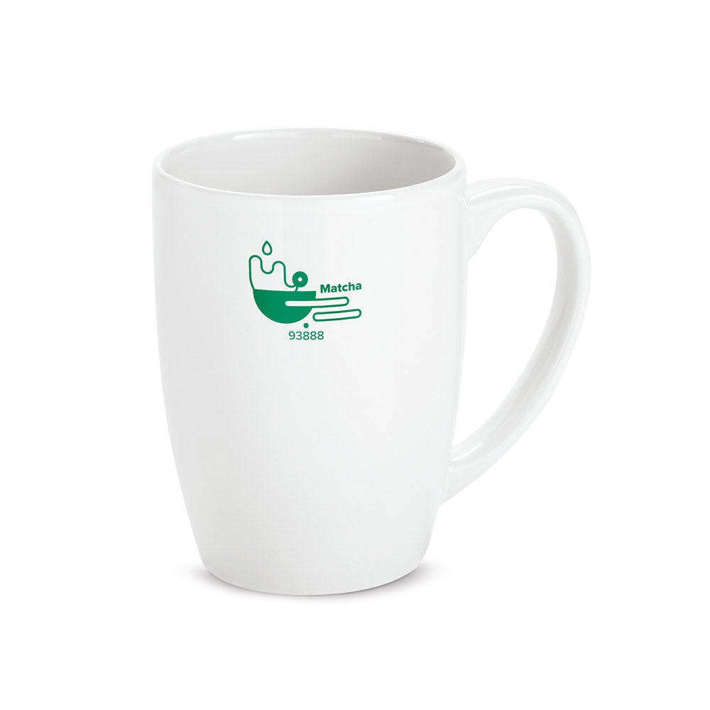 MATCHA promotional mug in white with custom logo branding