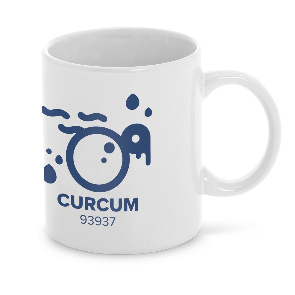 CURCUM promotional mug in white with custom logo branding