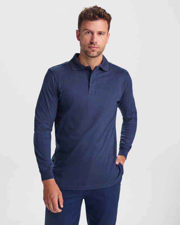 ROLY WRK SANTANA Unisex flame-retardant long-sleeve T-shirt in navy blue - promotional clothing printed with your company