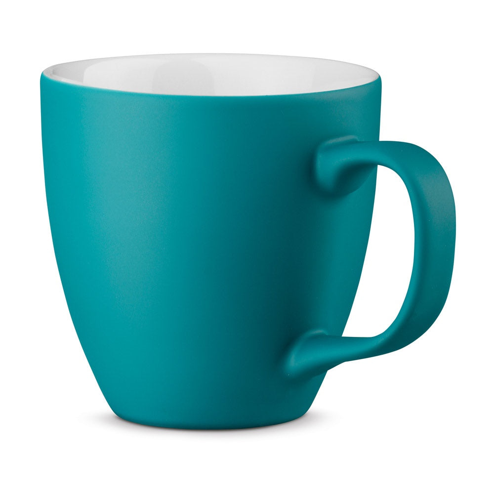 PANTHONY MAT promotional mug in turquoise blue with custom logo branding