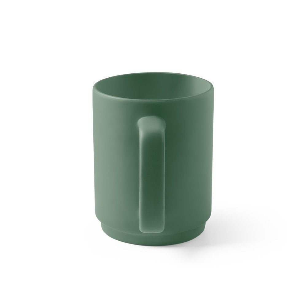 MIGHTY promotional mug in army green (detail view) with custom logo branding