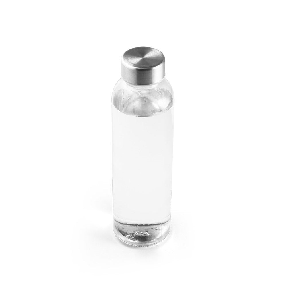 SOLER promotional bottle in transparent (detail view) with custom logo branding