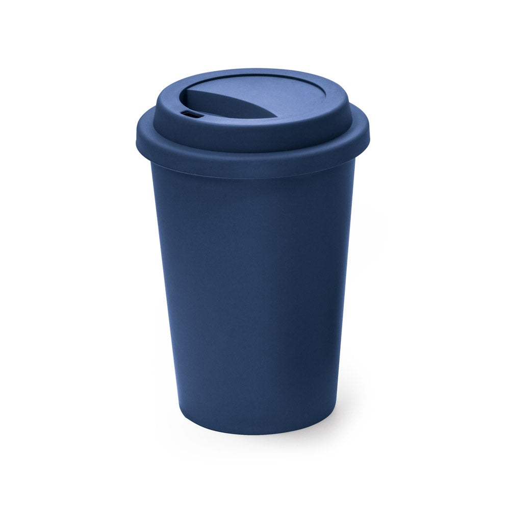 TONALI 450 promotional travel cup in navy blue with custom logo branding