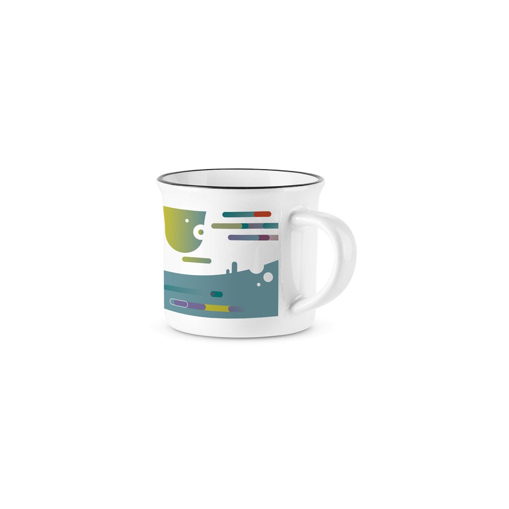 SELDEN promotional mug in white with custom logo branding